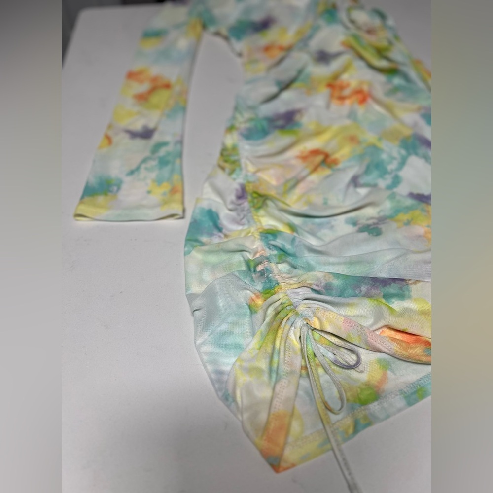 Bar III Tie Dye Stretch Ruched Bodycon Dress Large - Picture 4 of 13